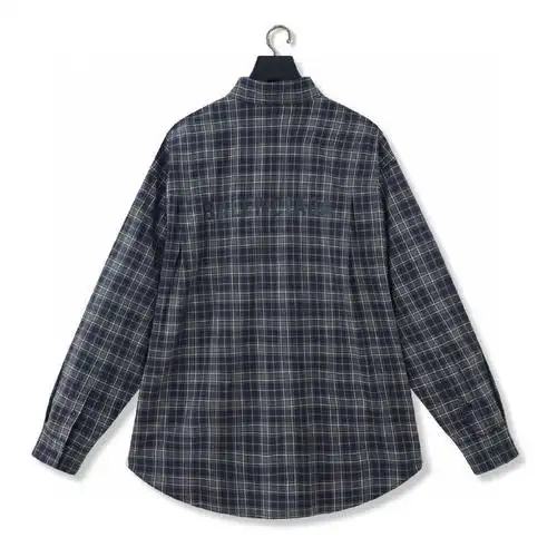 balenciaga 字母背后刺绣蓝绿色格纹法兰绒衬衫外套