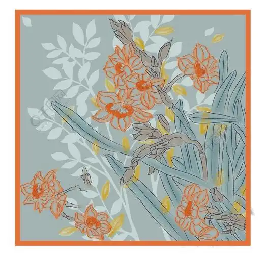 水仙花时尚丝巾手绘花朵