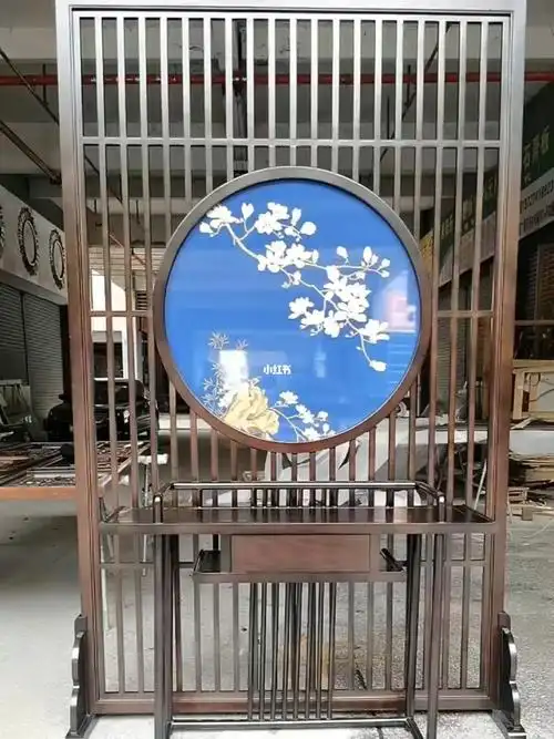 新中式屏风隔断客厅玄关原木花格