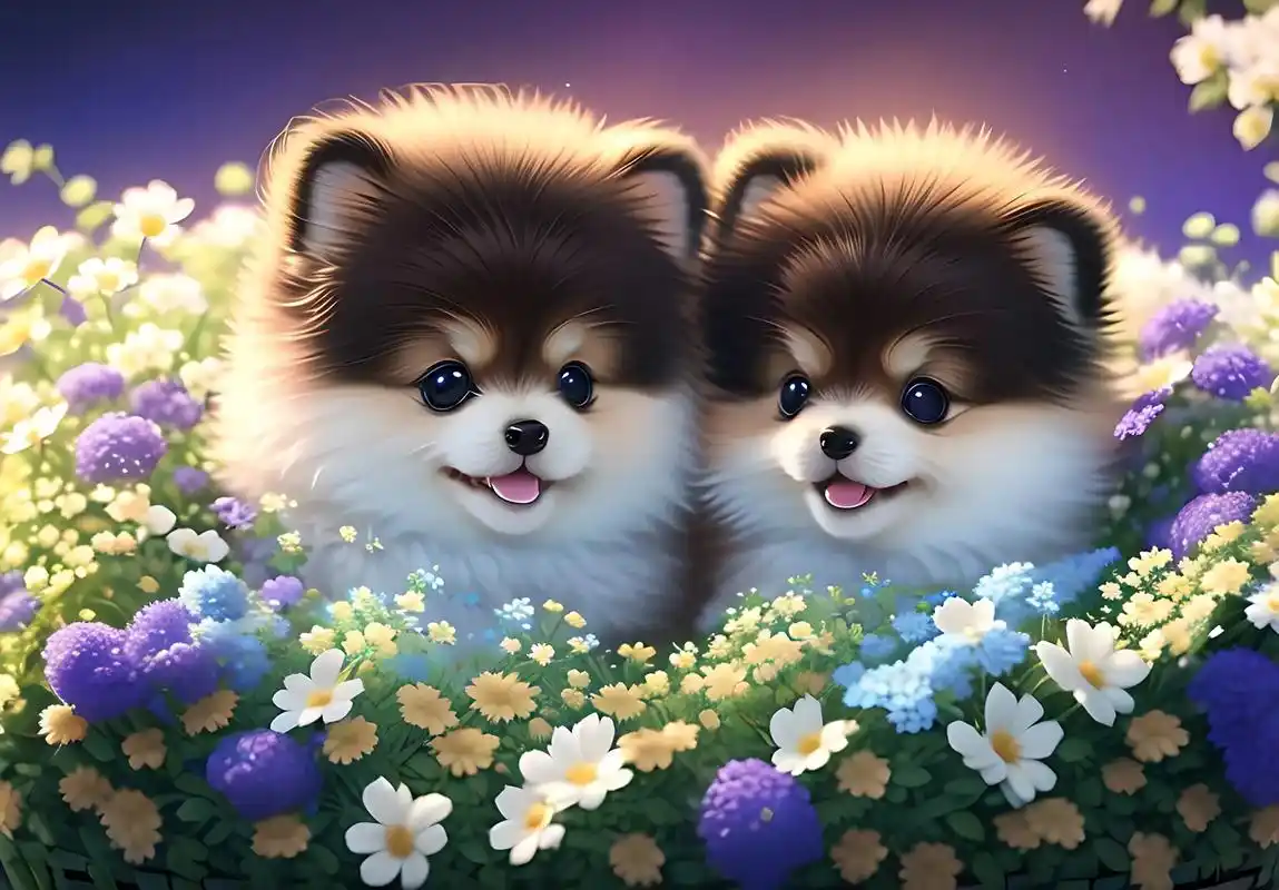 俩只相依相偎萌萌的,博美狗宝宝,毛茸茸,#图文伙伴计划 #图 - 抖音