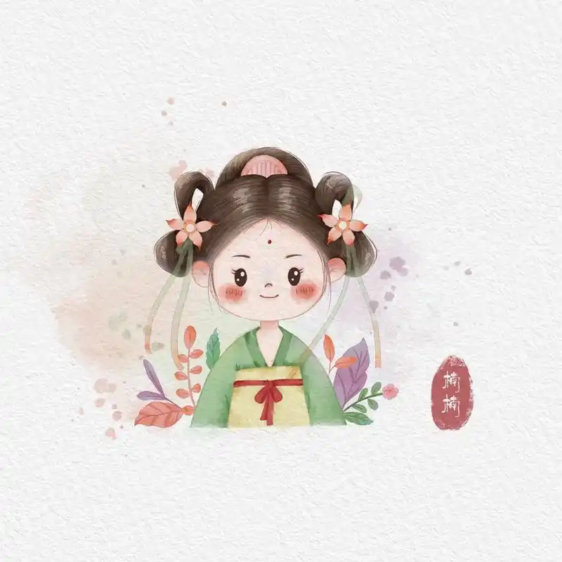 萌萌哒古风水彩人物.最近迷上水彩q版人物啦 可可爱爱 谁不爱 - 抖音