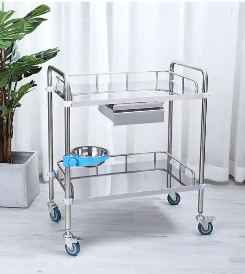 医用推车家用小推车双层护士手推车换药置物架配置实验室输液o52单