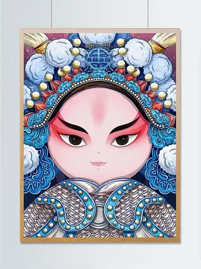 京剧脸谱名片绘画插画_京剧脸谱名片插画插图-千图网插画