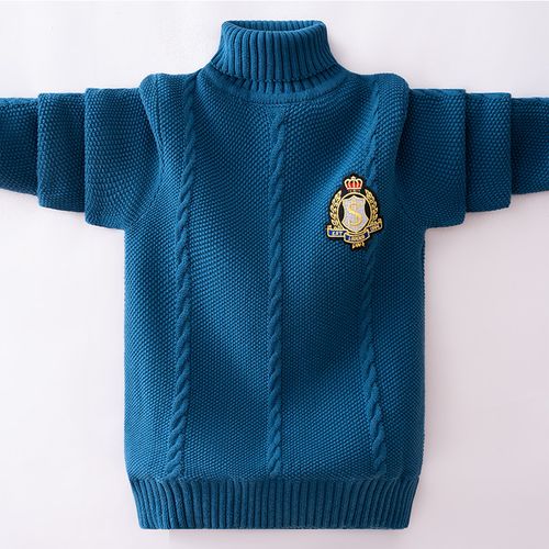 儿童高领毛衣男童2021秋冬款中大童韩版加绒加厚男孩保暖麻花线衣