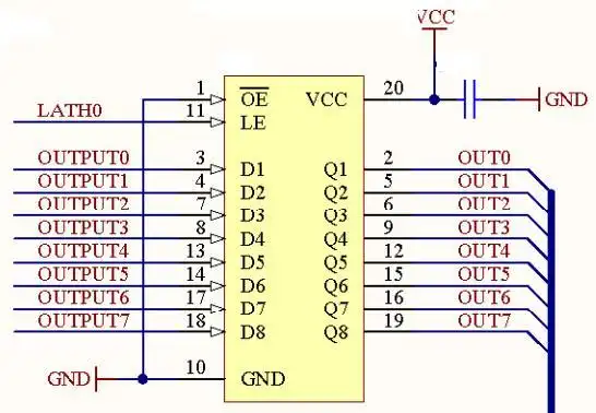 求74hc573连接led与单片机电路图 最好详细一点,多一点