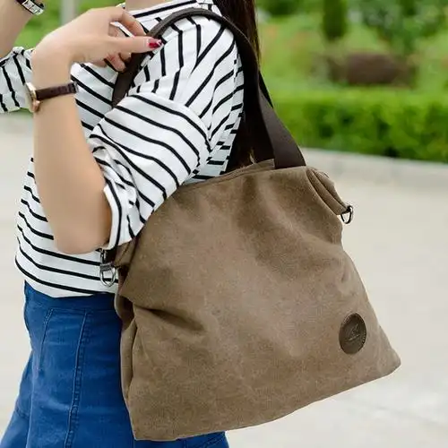 帆布包休闲包包包大女士百搭简约褶皱包休闲单肩通用款女包