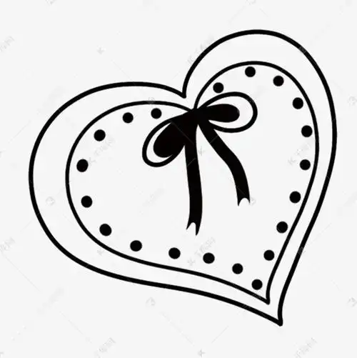 带蝴蝶结的黑白涂鸦爱心