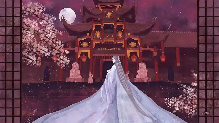 一轮明月醉少年-原创古风插画