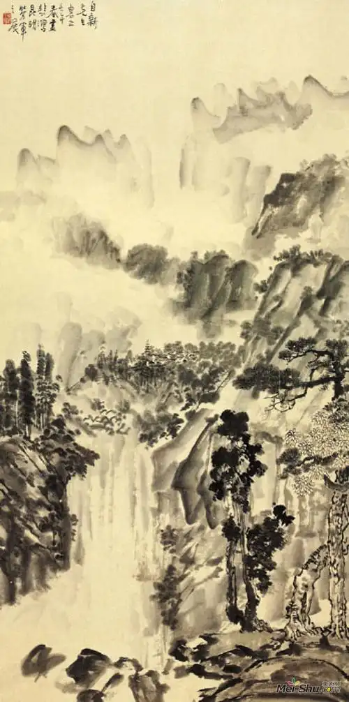 《墨笔山水图》徐悲鸿1941年作纸本水墨 徐悲鸿纪念馆藏