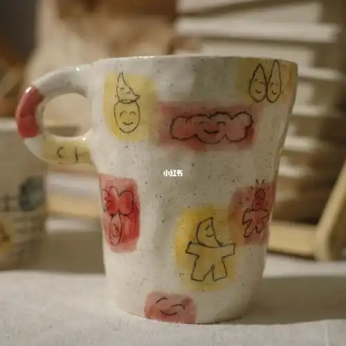 手工陶瓷铅笔涂鸦手绘杯