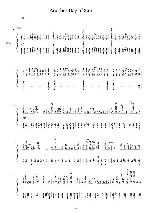 la la land cast 《another day of sun》钢琴简谱