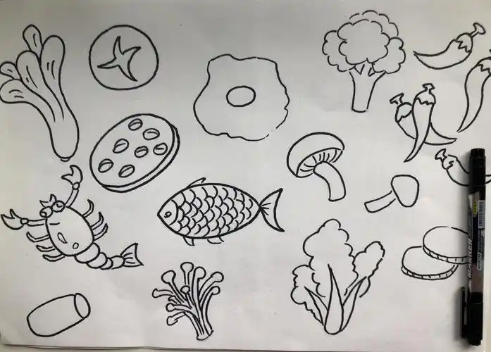 其它 翠微图图课堂-美食之火锅篇 写美篇5:用铅笔在另一张素描纸上画