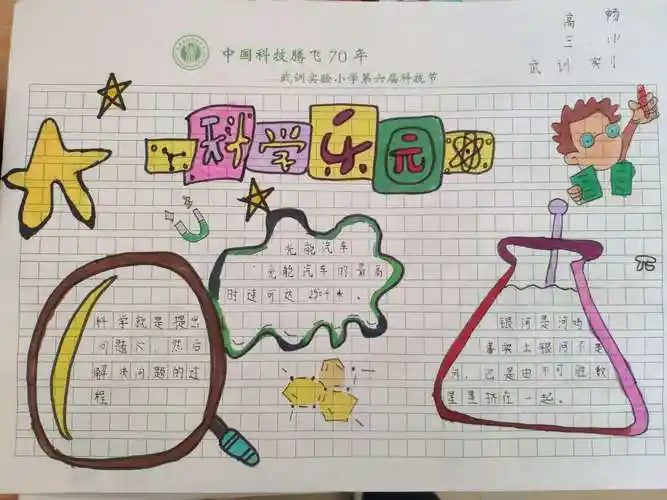 缤纷科技梦——武训实验小学三年级科技手抄报展示