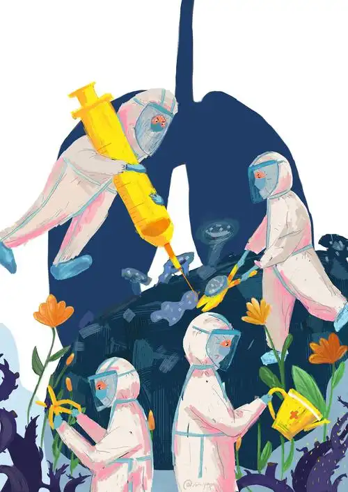 防疫插画 武汉加油