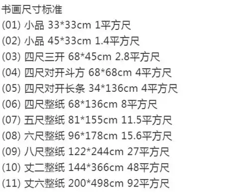 中国书画常识:纸张尺寸,尺寸标准,换算方式