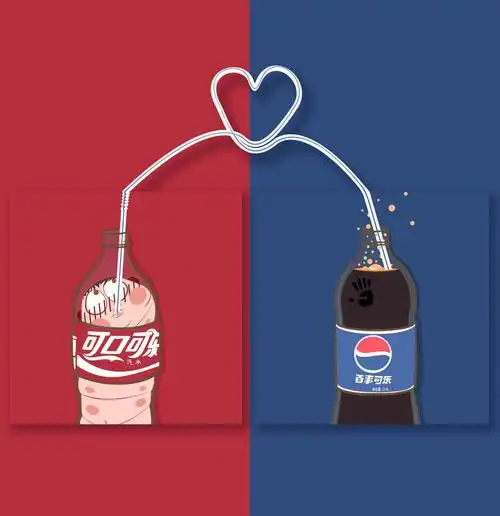 一对可乐瓶头像基础上加上俩小人的形象可口可乐是我男朋友超容易脸红