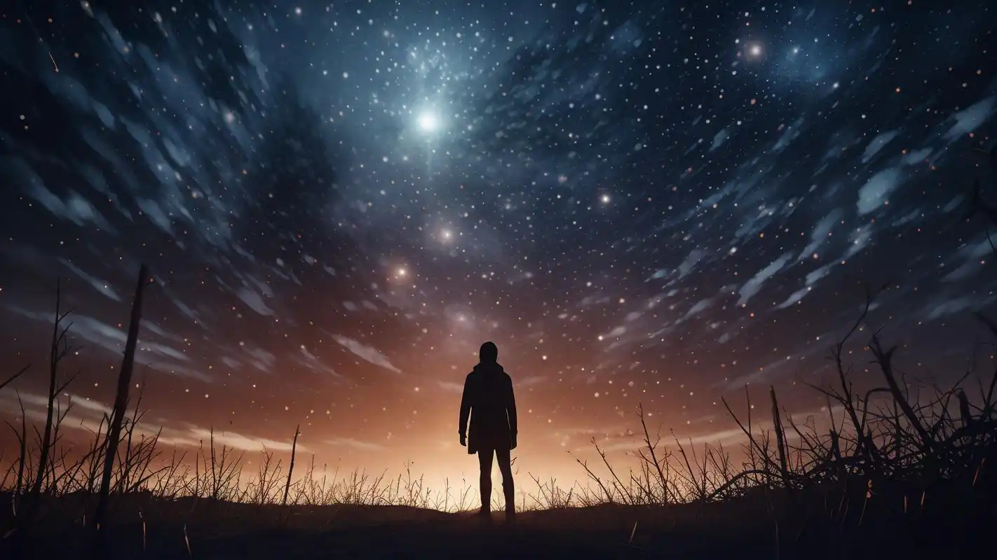 星空下的孤独夜晚 在寂静的夜晚,独自一人仰望星空,你是否感受到了