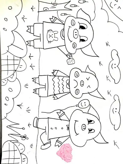 (98/1000)简笔画打卡—《三只小猪》