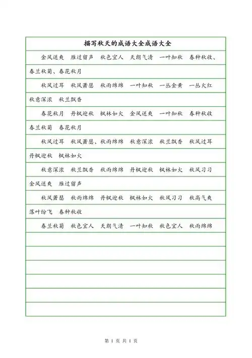 描写秋天的成语大全成语大全
