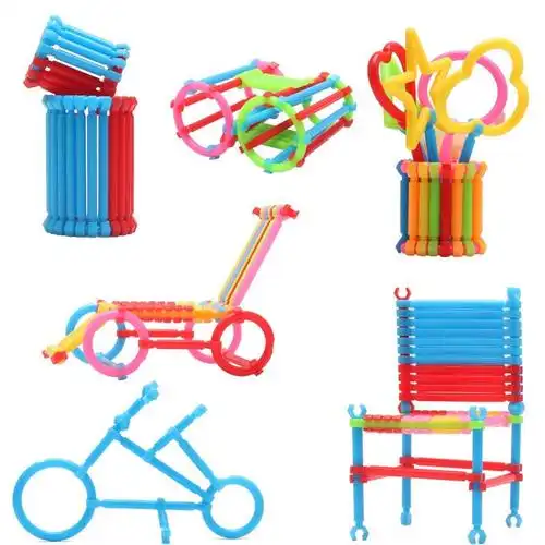 聪明棒积木塑料拼插自由拼插早教拼图玩具拼接棒儿童趣味拼装摆摊拼插