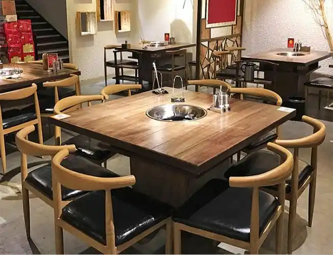 椅商用烧烤无烟火锅桌子电磁炉一体铁锅炖灶台桌轻奢款式十三默认1