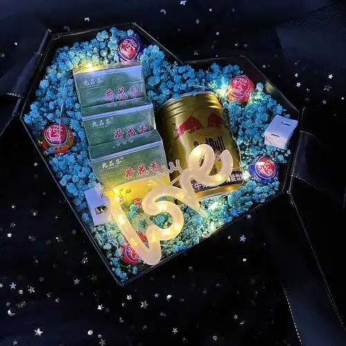 创意圣诞节爱心礼盒满天星成品香烟花束diy送男友生日礼物情人节