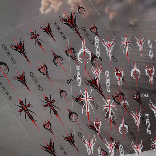 爆款美甲贴纸3d薄透黑暗风游戏二次元动漫魔幻炫酷赛博朋克指甲贴