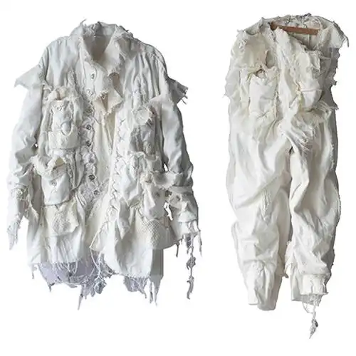 热水精致野人白色破烂套装-柚子pomelo