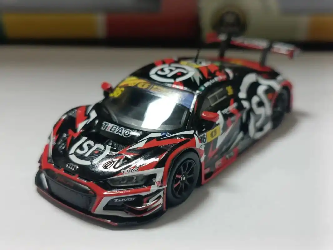 poprace微影联名1/64顺丰涂装奥迪r8赛车#汽车模型