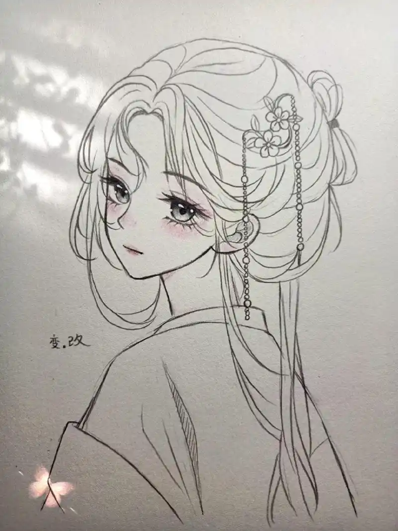 临摹 #古风女生绘画过程图#古风女生