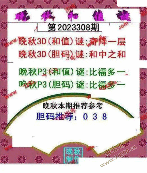 3d2023308期丹东全图一句定三码晚秋和值图谜