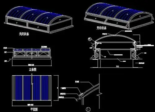 行政楼通风设计施工图 类别: 中央空调 圆拱型侧开电动采光排烟天窗