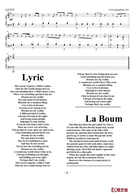 reality钢琴谱电影laboum初吻主题曲laboum