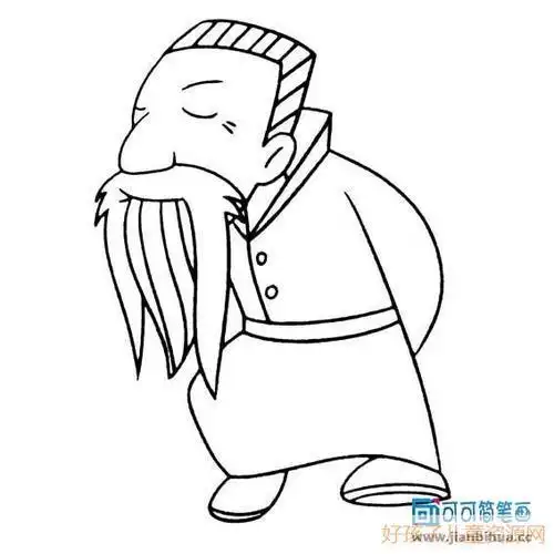 古代老人头部的简笔画