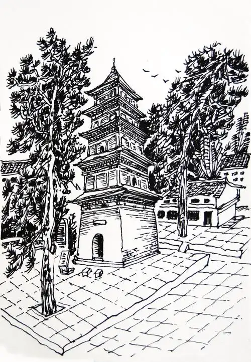 陕西古塔十例,高海平速写__凤凰网