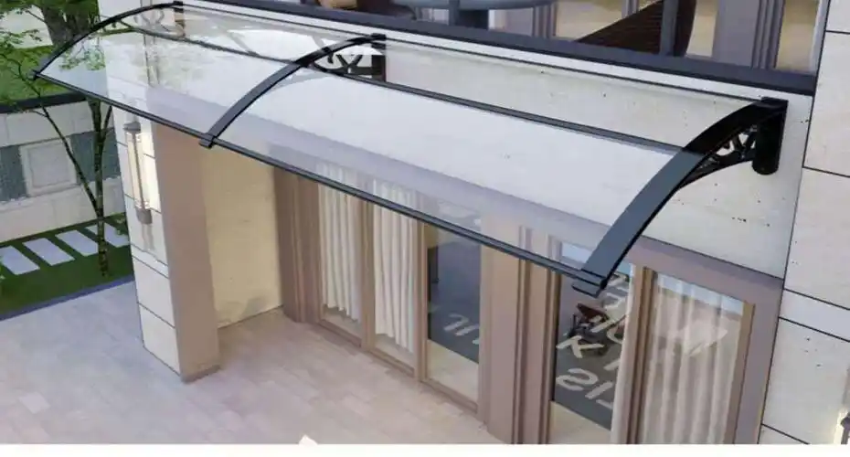 铝合金遮雨棚庭院透明pc板无声雨篷家用户外阳台窗户防雨门上雨搭