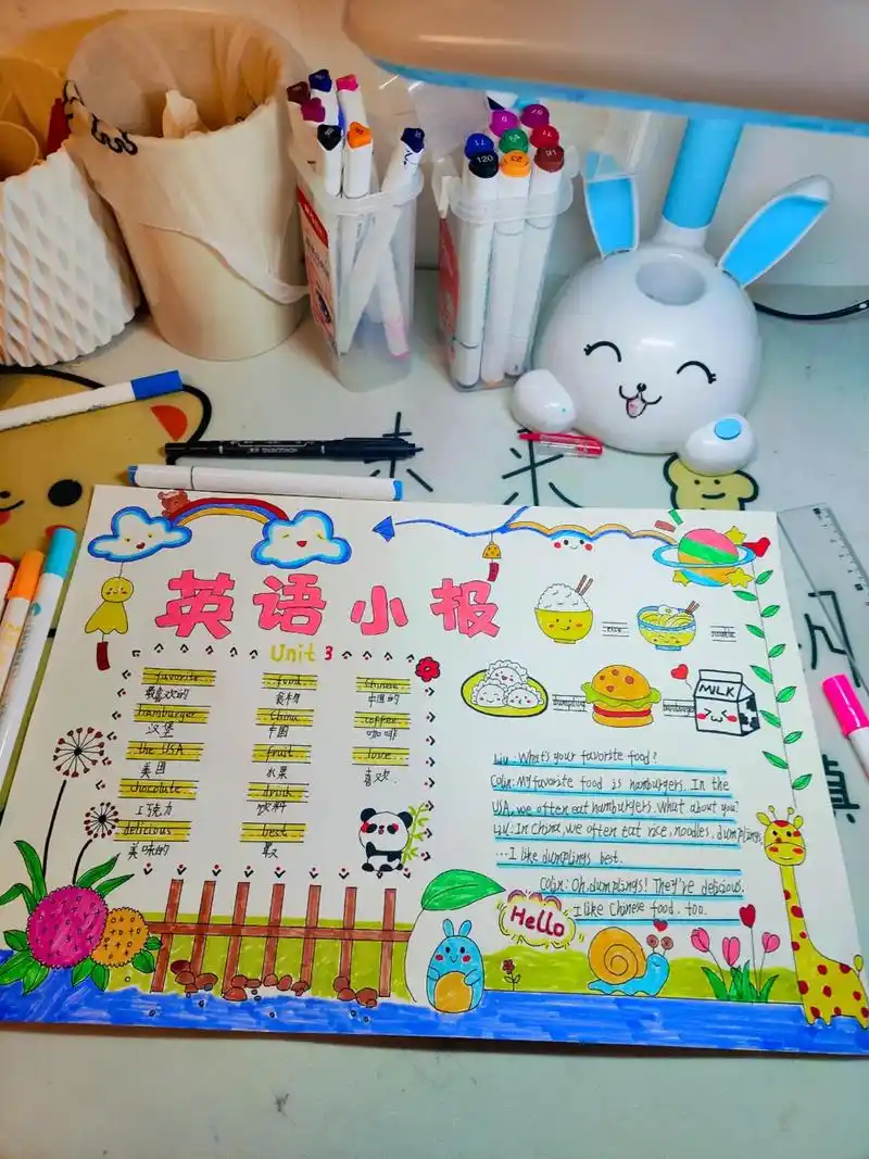 英语陕旅版五年级上册第三单元手抄报#画画 #小学生手抄报  - 兑趑