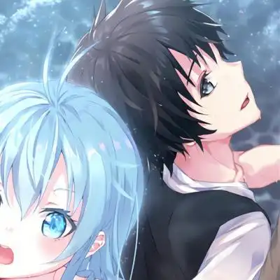 动漫情侣头像富冈义勇接吻情头蓝色系鬼灭之刃