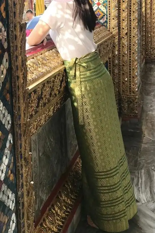 泰国女装一片裙缅甸傣族服装日常穿包裹裙包臀夏装半身长裙纱笼仙 泰