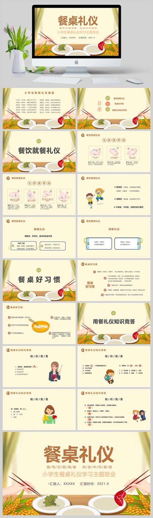 小学生餐桌礼仪主题班会ppt模板