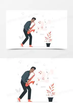 男子吹大号表演插画元素