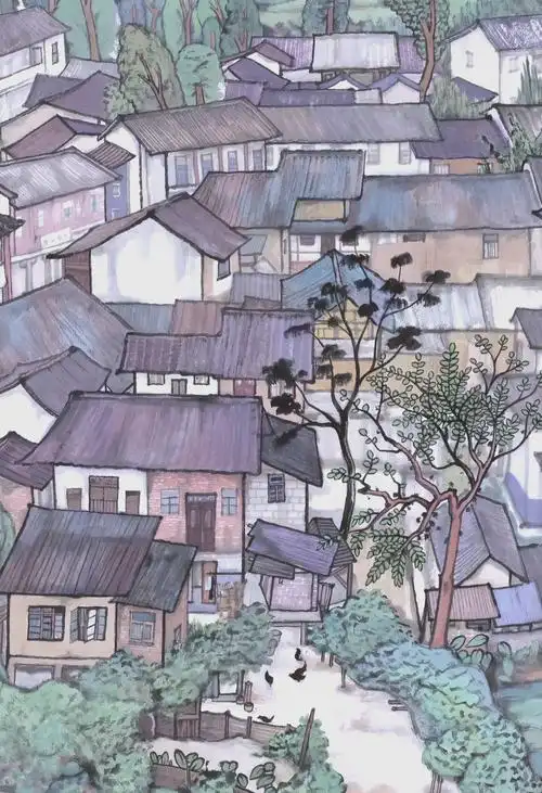 中国画中的古村落魅力 探索中国画中的古村落主题