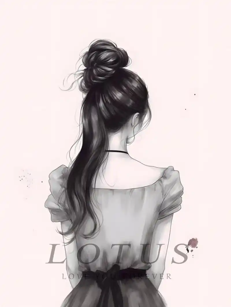 【背影少女素描壁纸】不开心时不想你看到.