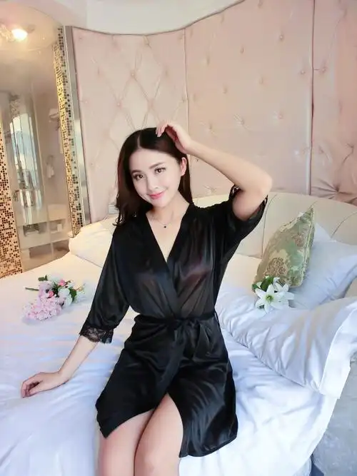 舒雅-66#夏季单件冰丝睡袍 均码 四色