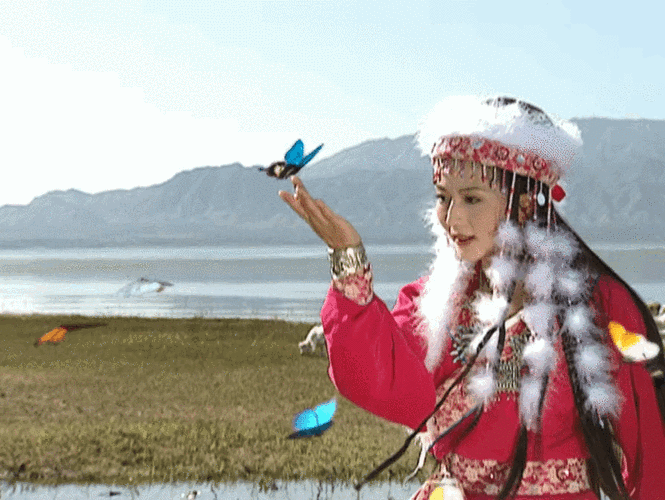 《还珠格格》里香妃引蝴蝶的画面