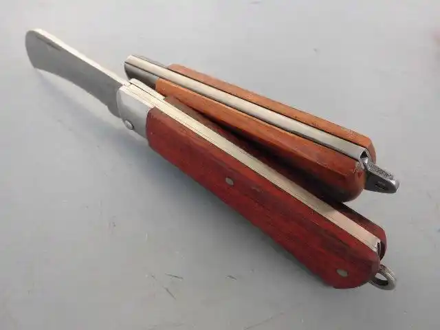 电工出口老货木柄刀直刃弯电缆电线剥皮刀刮电工刀