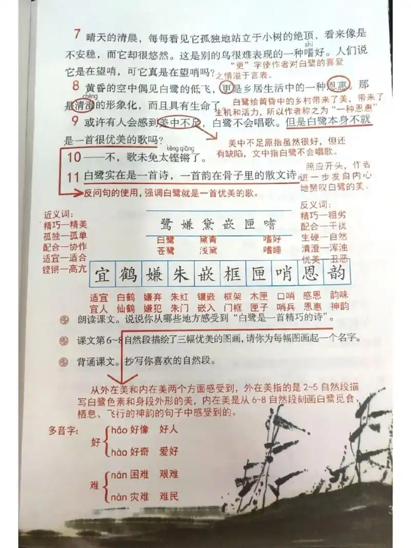 部编版五年级上册《白鹭》课堂笔记