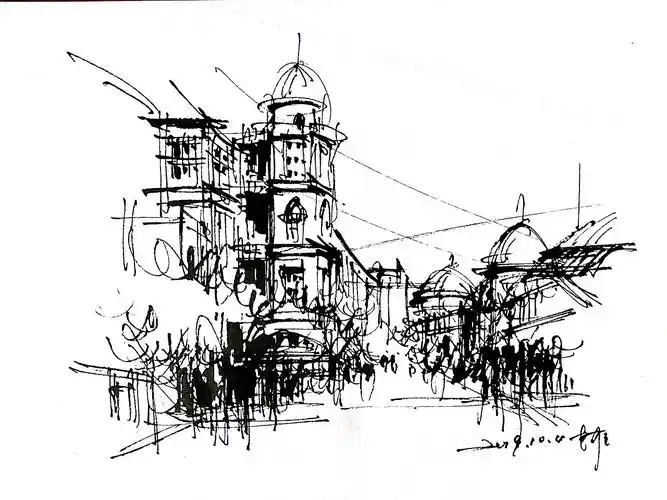 阿王速写建筑风景手绘