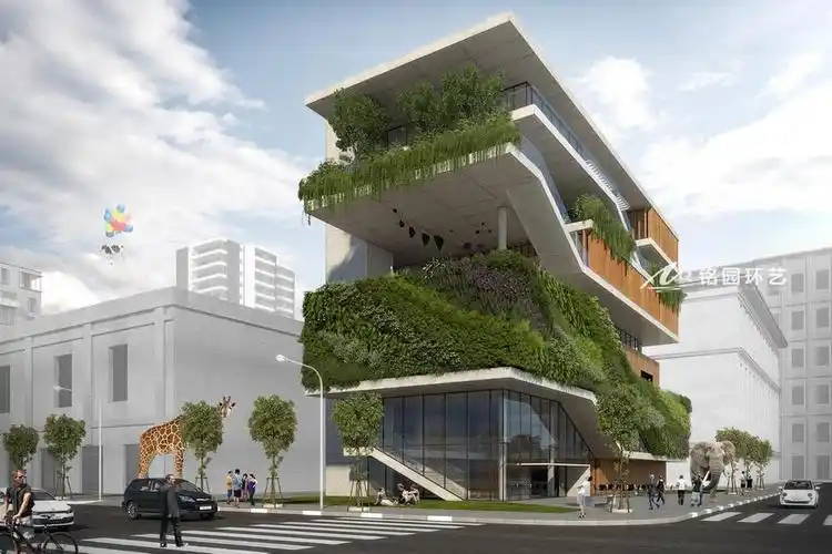 办公楼外墙绿化商业办公楼建筑垂直绿化景观