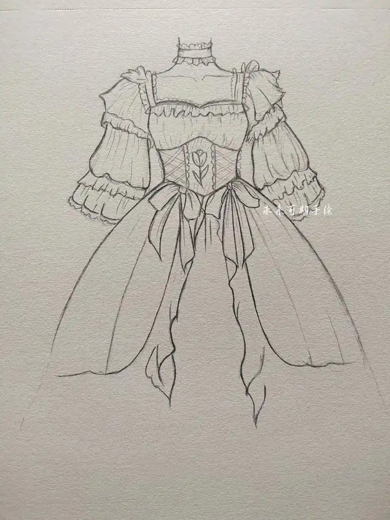 水色洛丽塔图片手绘 - 抖音